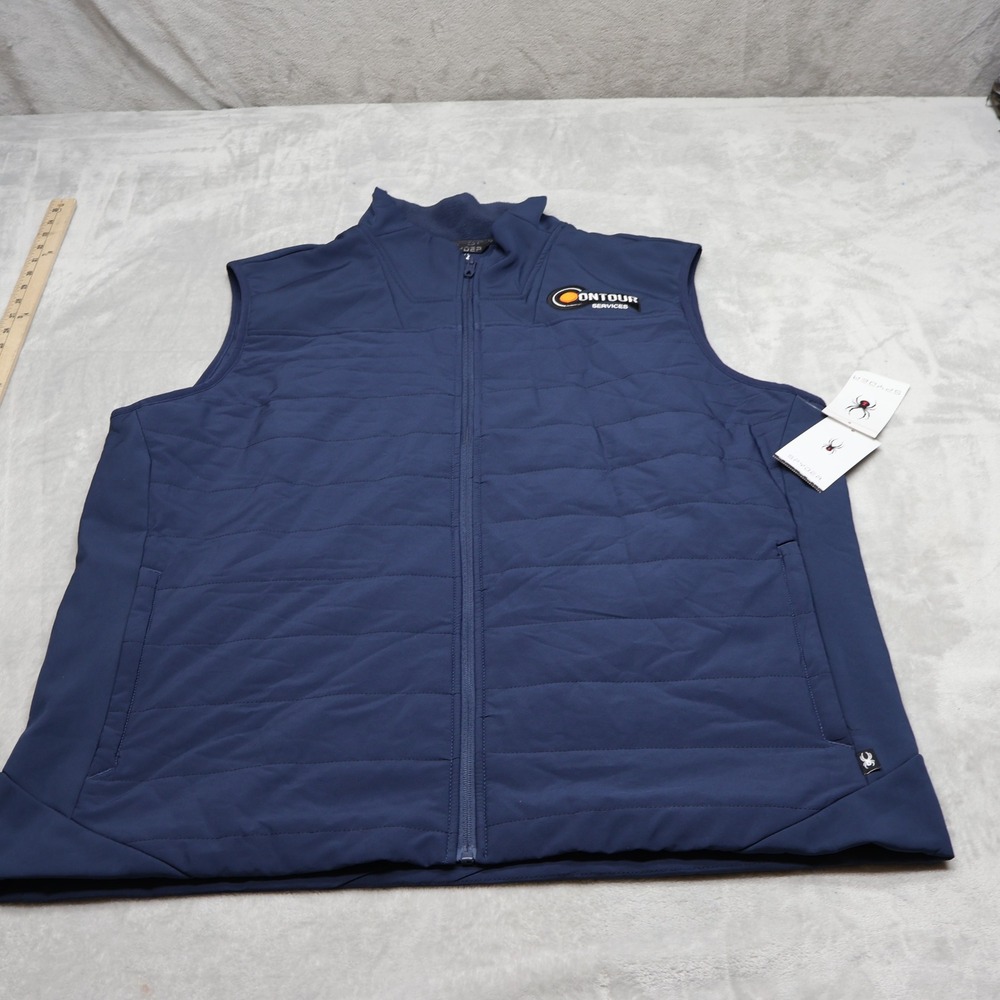 Spyder Frontier Vest Mens 2XL Blue Quilted Full Zip Hiking Outdoor LOGO NEW